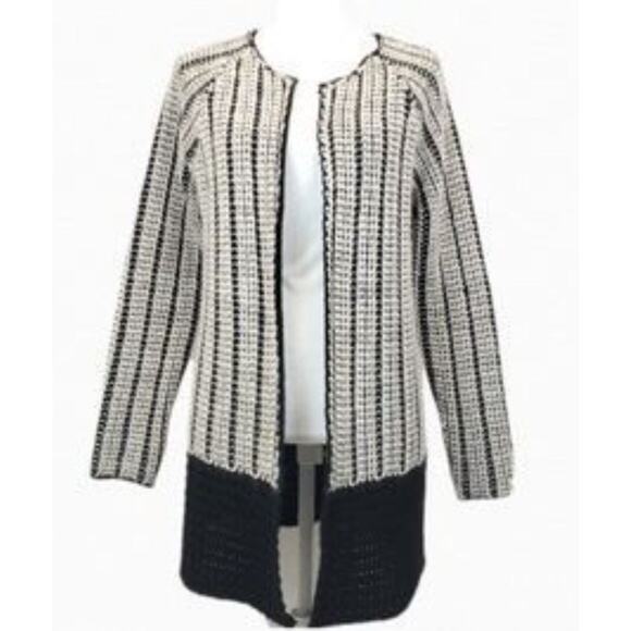 SALE! Maison Pholya! Crochet Cardigan M IItalian Alpaca-Blend Black Herringbone - Picture 1 of 7